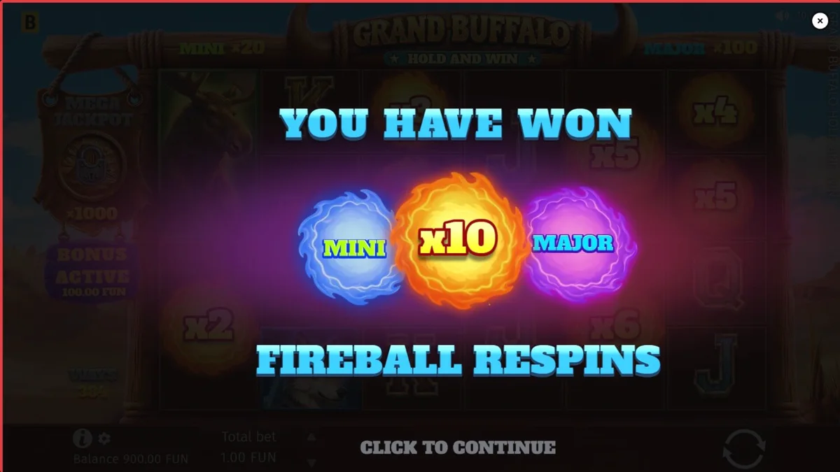 Pemandangan padang rumput Wild West dalam slot Grand Buffalo Hold & Win